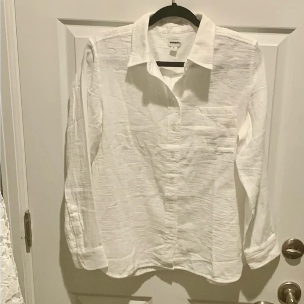 -J CREW Womens GarƧon Classic Double-Gauze White Button Front #0573 - Picture 5 of 6